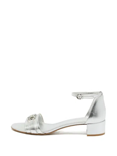 Pre-owned Ferragamo Gancini Ankle-strap Sandals In Silver