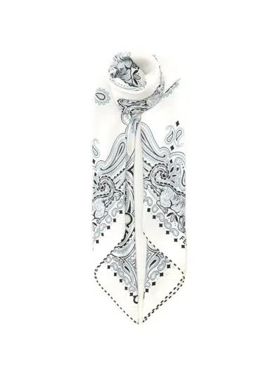 Ferragamo Arabesque Print Scarf Scarves And Foulards Light Blue In White