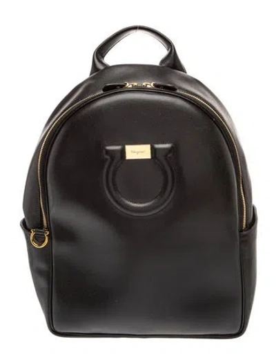 Pre-owned Ferragamo Gancini Backpack In Black