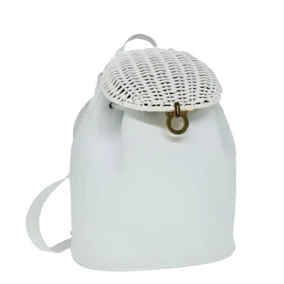 Pre-owned Ferragamo Gancini Backpack Leather Leather Backpack Bag () In White
