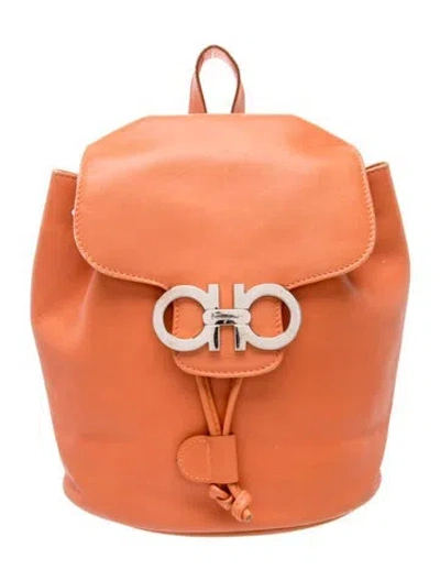Pre-owned Ferragamo Gancini Backpack In Orange