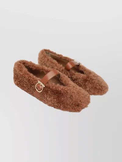 Ferragamo Gancini Ballerina Shoes Buckle Detail In Animal Print