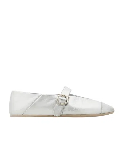 Ferragamo Gancini Ballet Flat In Silver