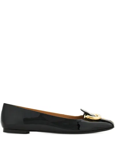 Ferragamo Gancini Ballerinas In Black