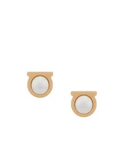 Ferragamo Gancini Beaded Earrings In Gold