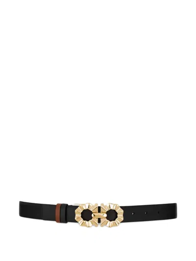 Ferragamo Gürtel Mit Gancini-schnalle In Black