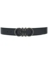 Ferragamo Gancini Buckle Reversible Leather Belt In Black