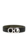 Ferragamo Gancini Monogram Reversible Belt In Black