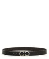 Ferragamo Men Textured Leather Belt With Iconic Gancini Buckle In Black