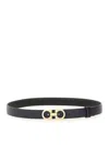 Ferragamo Buckle Textured Adjustable Belt In Black