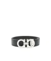 Ferragamo Logo Buckle Leather Belt In Black