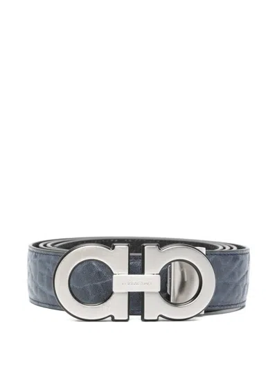 Ferragamo Reversible And Adjustable Gancini Belt In Purple
