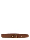 Ferragamo Double Gancini Leather Belt In Brown