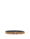 Ferragamo Brown Gancini Solid Reversible Belt In Brown