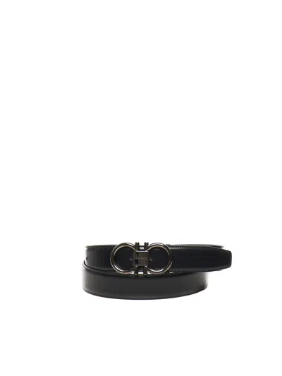 Ferragamo Gancini Belt In Calfskin In Black