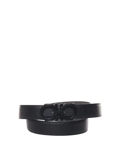 Ferragamo Gancini Belt In Calfskin In Black