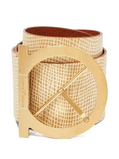 Pre-owned Ferragamo Gancini Belt In Neutral