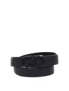 Ferragamo Black Reversible Belt With Gancini Buckle On The Front And All-over Gancini Motif In Negro
