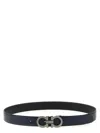 Ferragamo Reversible Belt With Adjustable Length And Metal Buckle In Blue