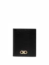 Ferragamo Gancini Bi Fold Black Wallet In Black