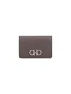 Ferragamo 'gancini' Bi-fold Card Holder In Taupe