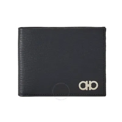 Ferragamo Gancini Bi-fold Leather Wallet In Black