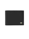 Ferragamo Gancini Grained Leather Bi-fold Wallet In Black