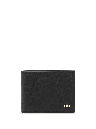 Ferragamo Gancini Bi-fold Leather Wallet In Blue