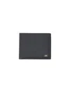 Ferragamo Micro Gancini Black Bi Fold Wallet With Logo In Hammered Leather Man In Black