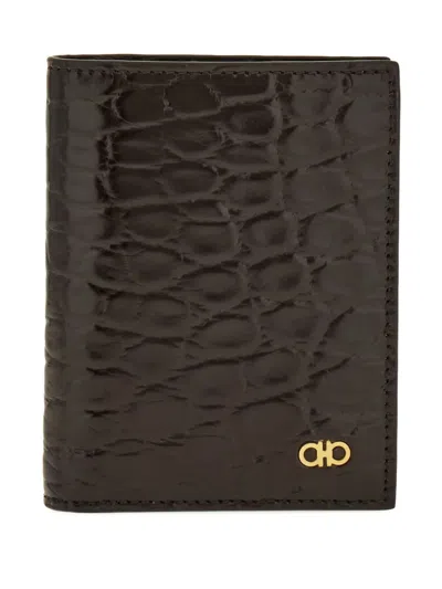 Ferragamo Gancini Bi-fold Wallet In Brown