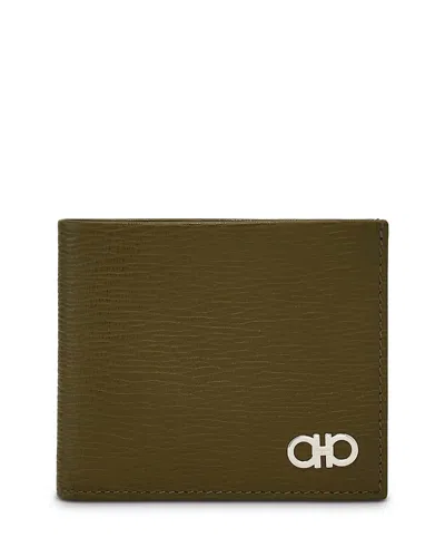 Ferragamo Gancini Bi-fold Wallet In New Olive