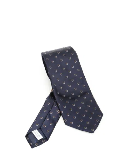Ferragamo Gancini Bicolor Jacquard Tie Ties And Bow Ties Blue