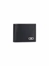 Ferragamo Gancini Bi-fold Leather Wallet In Black