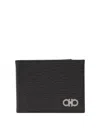 Ferragamo Gancini Bi-fold Leather Wallet In Black