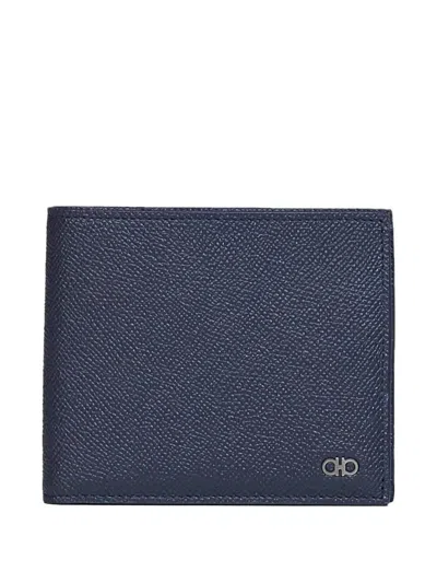 Ferragamo Gancini Bifold Wallet In Blue