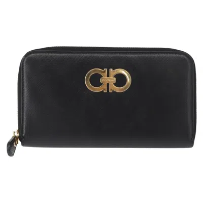 Pre-owned Ferragamo Gancini Bifold Wallet Quilted Leather Leather Wallets Accessory () In Black