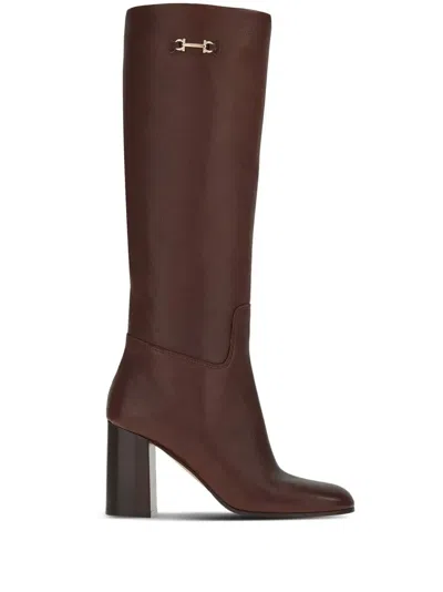Ferragamo Double Gancini Boot In Brown