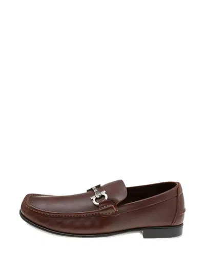 Pre-owned Ferragamo Gancini Bit Loafers In Brown