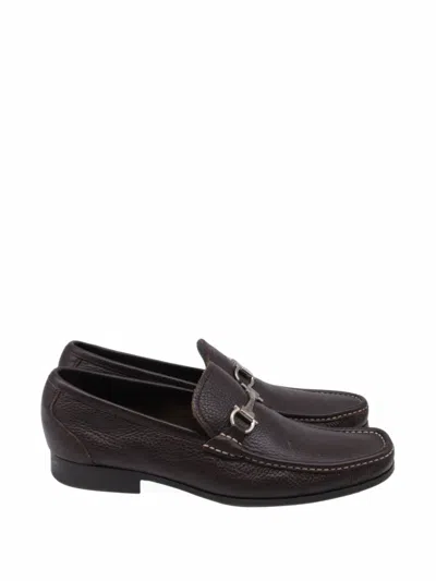 Pre-owned Ferragamo Gancini Bit Loafers In Brown