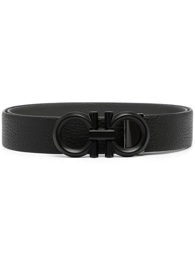 Ferragamo Gancini Black Asfalto Belt