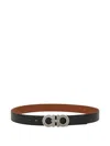 Ferragamo Gancini Black Cognat Reversible Belt In Black