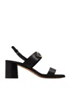 Ferragamo Sandals Block Heel Gancini Buckle In Black