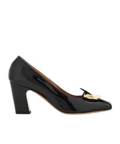 Ferragamo Gancini Block Heel Pump In Black