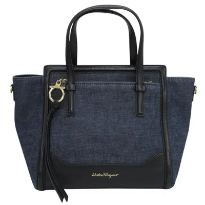 Pre-owned Ferragamo Gancini Blue Handbag Shoulder Bag ()