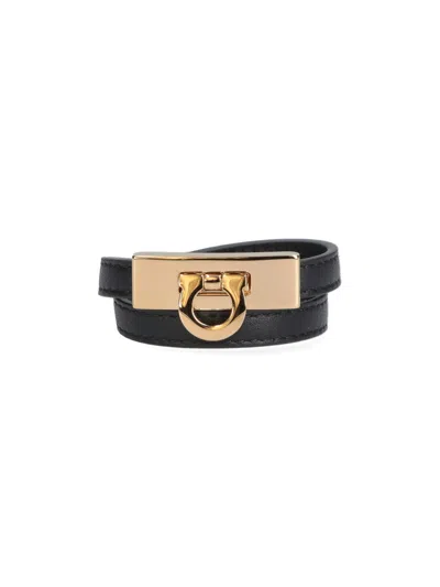 Ferragamo Gancini Bracelet In Black