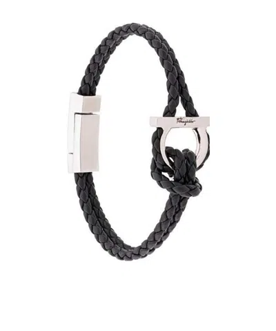 Ferragamo Gancini Bracelet In Black