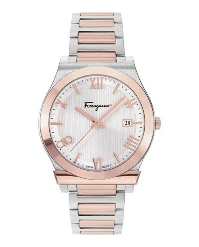 Ferragamo Men's Gancini Ip Rose Gold & Stainless Steel Bracelet Watch In Rose Gold Two Tone