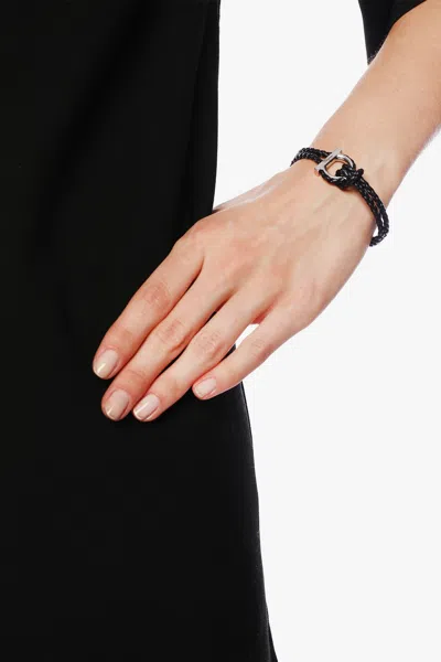 Ferragamo ‘gancini' Braided Bracelet In Black