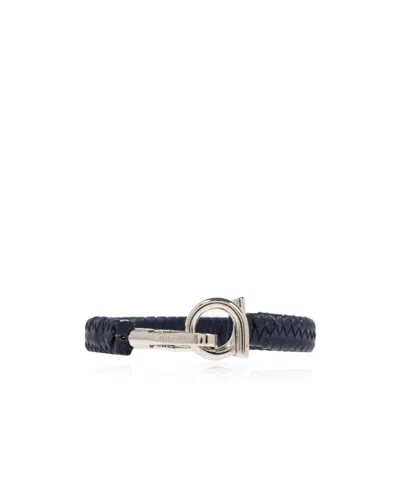 Ferragamo Gancini Braided Bracelet In Black