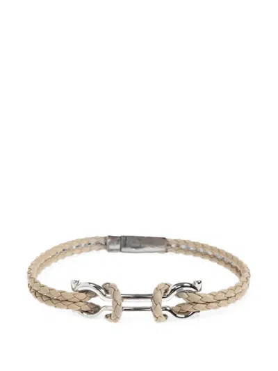 Ferragamo Gancini Braided Bracelet In Neutral